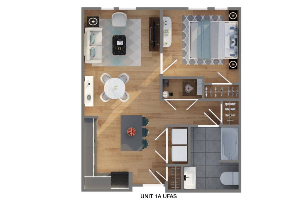 1A UFAS 1 bed | 1 bath 674 Sq. Ft $1110