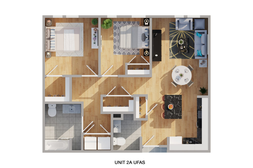 2A UFAS 2 Bed | 1.5 Ba 957 Sq. Ft $ 1315