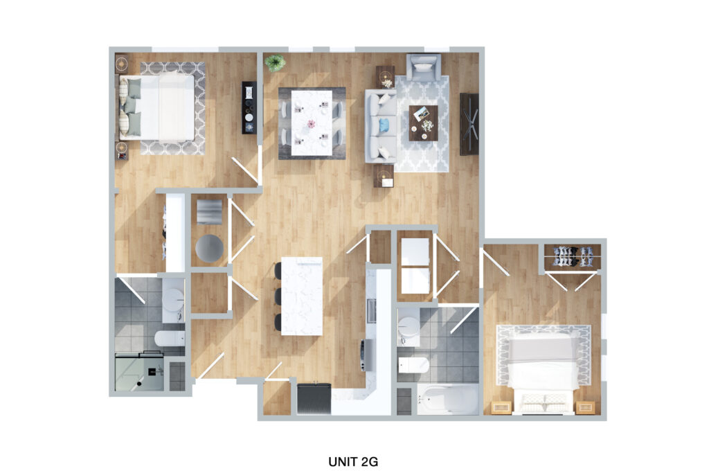 2G 2 Bed | 2 Ba 1023 Sq. Ft. $1393